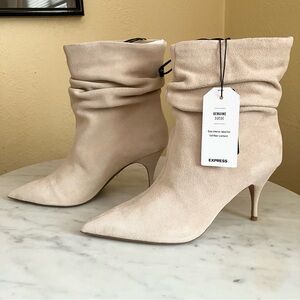NWT Suede Leather Heeled Booties